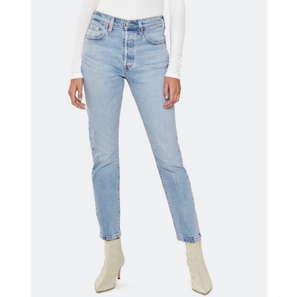 Levi's 501 Straight High Rise Blue Jeans - Picture 6 of 13